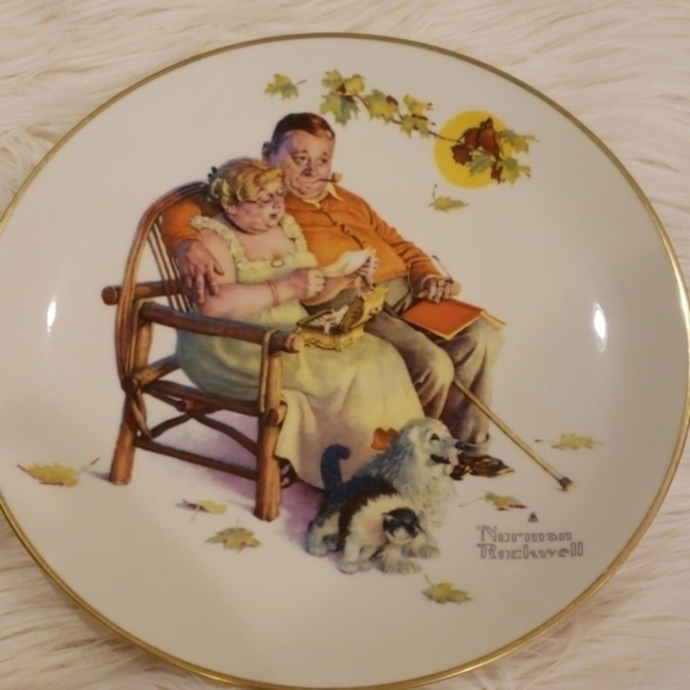 NORMAN ROCKWALL 1973  FALL FONDLY WE‎ REMEMBER PLATE